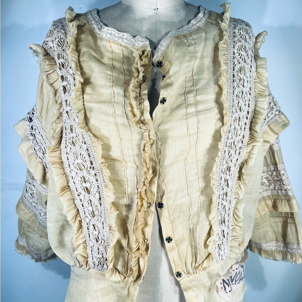 Magnolia Pearl Marburger Cotton Voile Lace Button Up Top NWT O/S - Picture 4 of 8